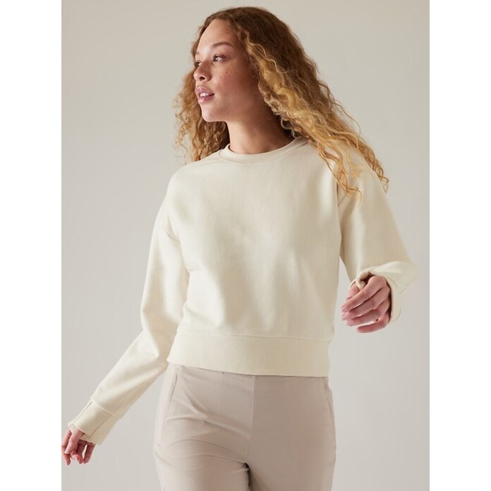 [Athleta] Retroplush Revive Crewneck Pullover Stretch Fleece Sweatshirt Size XL